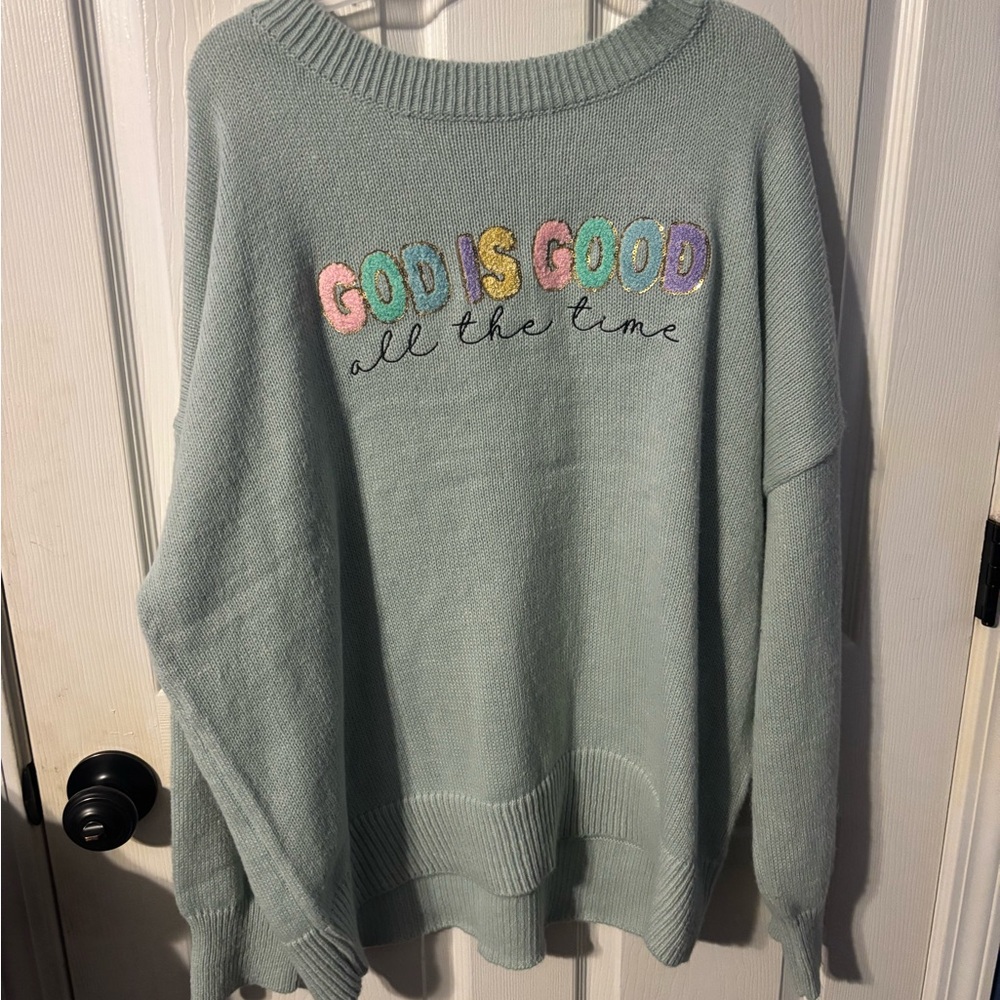 Love in Blue Crew Neck Sweater with Relaxed Fit